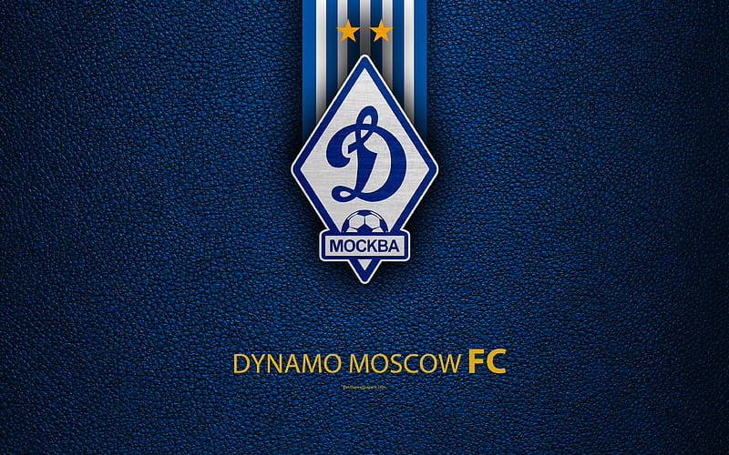 FC Dynamo Moscow, FC logo, Russian football club, leather texture, Dynamo, Russian Premier League, football, Moscow, Russia, HD wallpaper