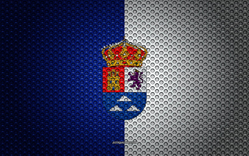 Flag of Las Palmas creative art, metal mesh texture, Las Palmas flag, national symbol, provinces of Spain, Las Palmas, Spain, Europe, HD wallpaper