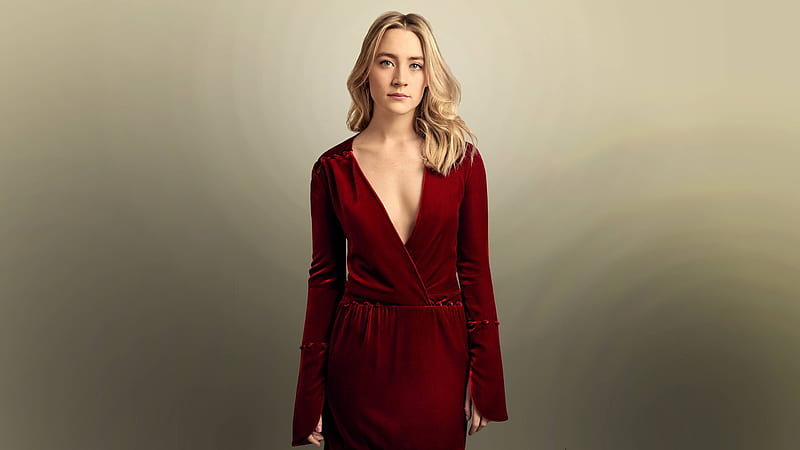 Saoirse Ronan in Red Dress, HD wallpaper