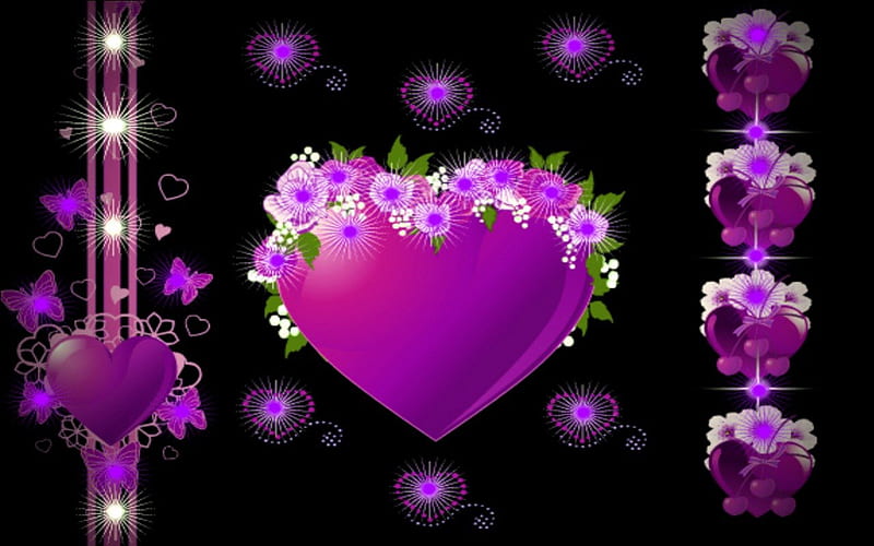 Happy Hearts, heart attack, purple hearts, heartscape, purple dream, HD wallpaper