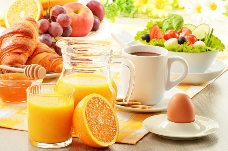 Good Morning, coffee, juice, orange, eggs, breakfast, HD wallpaper | Peakpx