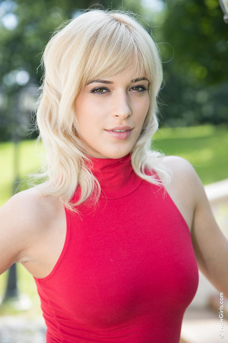 Ria Sunn Women Blonde Pornstar Czech Women Outdoors People Red Shirt Hd Phone Wallpaper