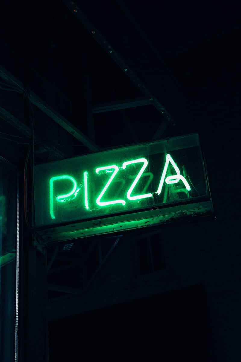 pizza, neon, signboard, inscription, HD phone wallpaper