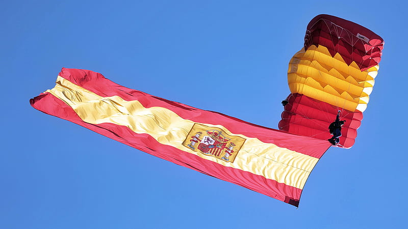 Spain Day Parachutist Spanish Flag Military Parade Bing, HD wallpaper