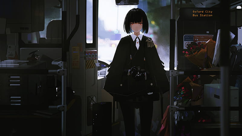Anime, Girl, Bus, HD wallpaper