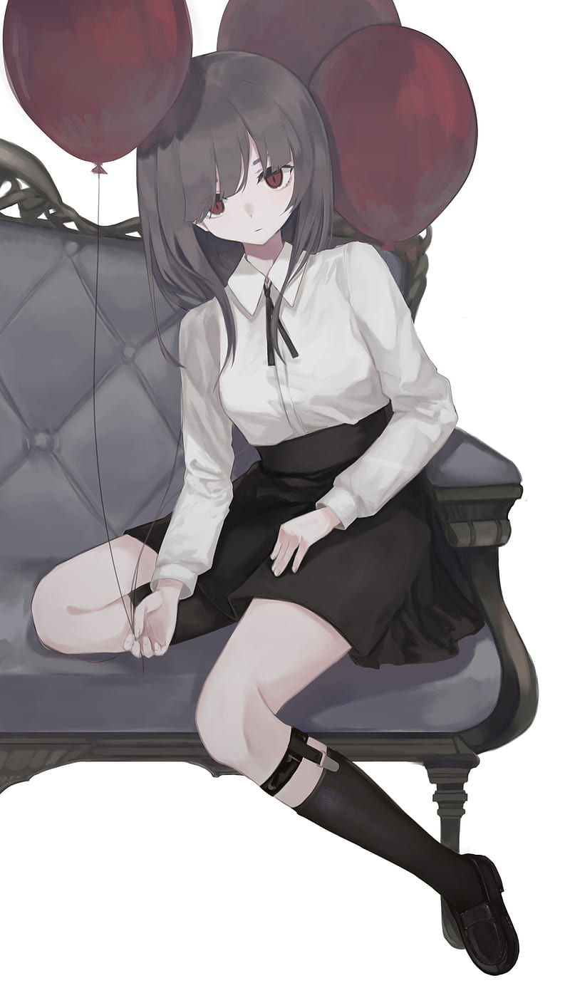 girl, glance, pose, chair, balls, anime, HD phone wallpaper
