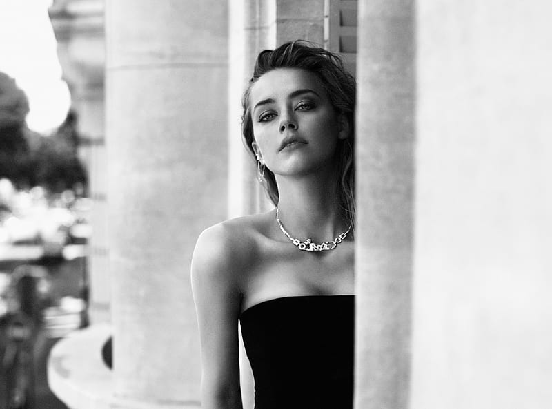 Amber Heard Monochrome, amber-heard, celebrities, girls, monochrome, black-and-white, HD wallpaper