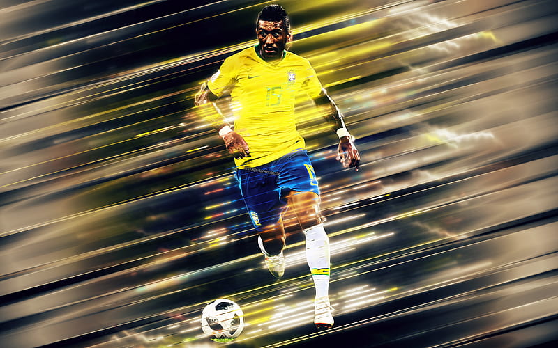 Paulinho, Brazil national football team, creative art, Brazilian soccer player, midfielder, Brazil, football, Jose Paulo Bezerra Maciel Junior, HD wallpaper
