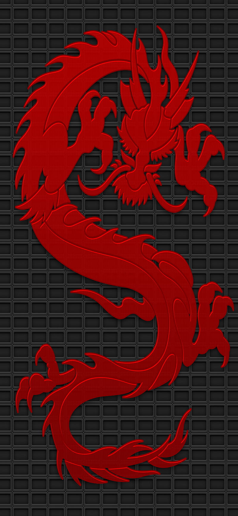 Red Dragon, black, chinesedragon, iphone10, iphonex, metal, steel, tribal, HD phone wallpaper