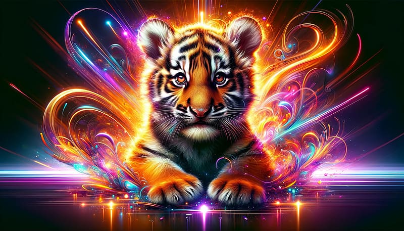 *Neon cute tiger*, Cute, Graphics, Tiger, Neon, HD wallpaper