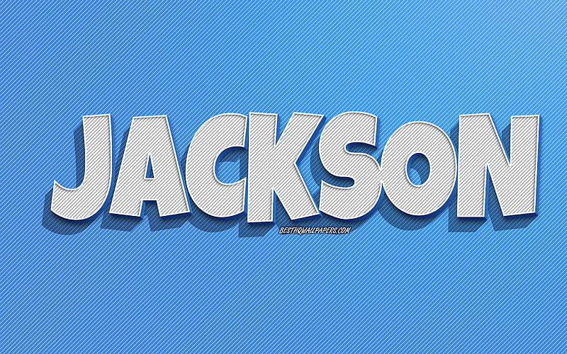 Jackson, blue lines background, with names, Jackson name, male names, Jackson greeting card, line art, with Jackson name, HD wallpaper