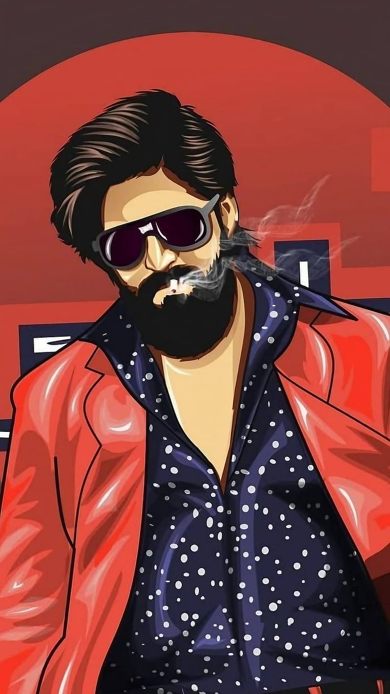 Rocky Bhai , Illustration, kgf yash illustration, indian actor, rocking star, HD phone wallpaper
