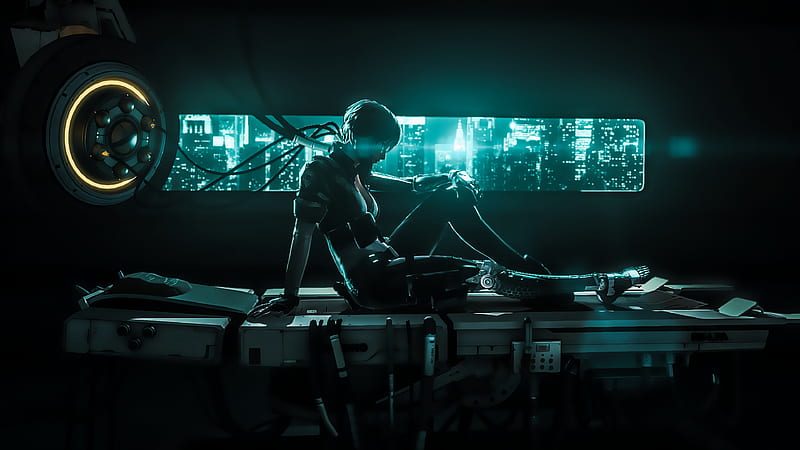 Ghost in the shell, city, movie, 1366x768 wallpaper