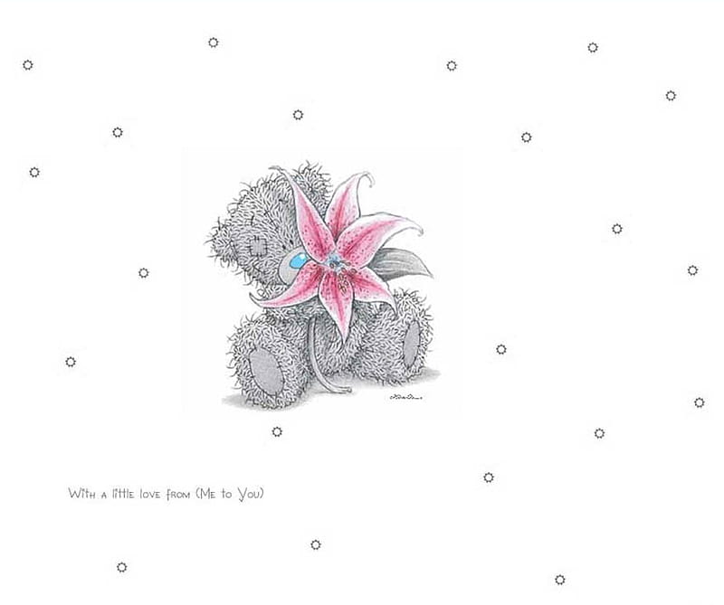With Love, animal, bear, flower, me, tatty, teddy, to, you, HD wallpaper
