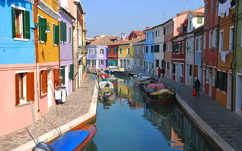 Venice, Burano Island, Venice, island, canal, Burano, HD wallpaper