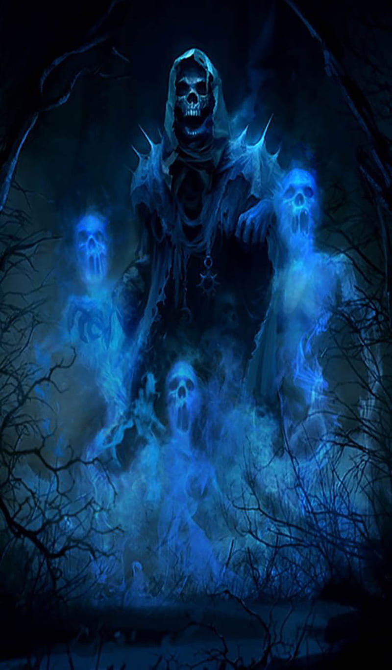 Grim reaper, blue, smoke, HD phone wallpaper