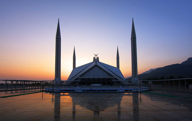 mosque, symmetrical, modern, sleek, HD wallpaper