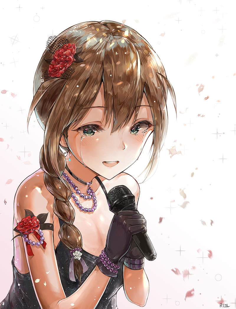 Anime girl, crying, tears, singing, stage, microphone, Anime, HD wallpaper  | Peakpx