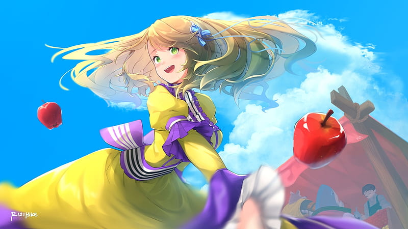 perrielle grum, eiyuden chronicle: hundred heroes, anime games, blonde, apples, Anime, HD wallpaper perrielle grum, eiyuden chronicle: hundred heroes, anime games, blonde, apples, Anime, HD wallpaper