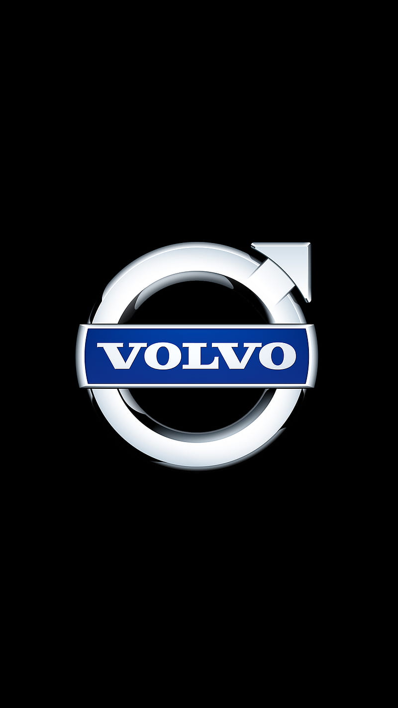 Volvo Logo, amoled, black, button, clean, dark, logo, silver, volvo, volvologo, HD phone wallpaper