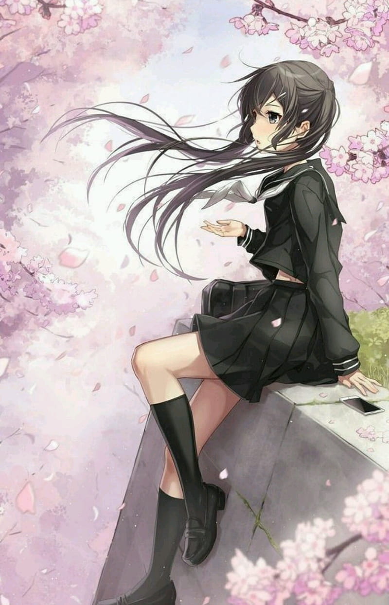 School Girl, anime, high school girl, sakura, HD phone wallpaper | Peakpx