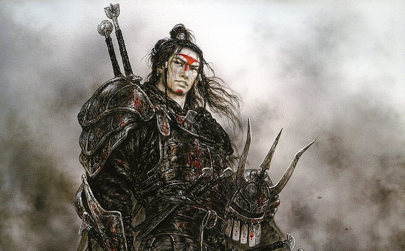 Dead Moon, Samurai, Helmet, Luis Royo, Armor, Fighter, HD wallpaper