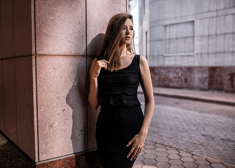 Disha Shemetova Model, disha-shemetova, girls, model, black-dress, HD wallpaper