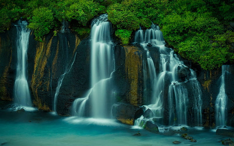 waterfall, rocks, jungle, water on rocks, Thailand, beautiful waterfall, HD wallpaper