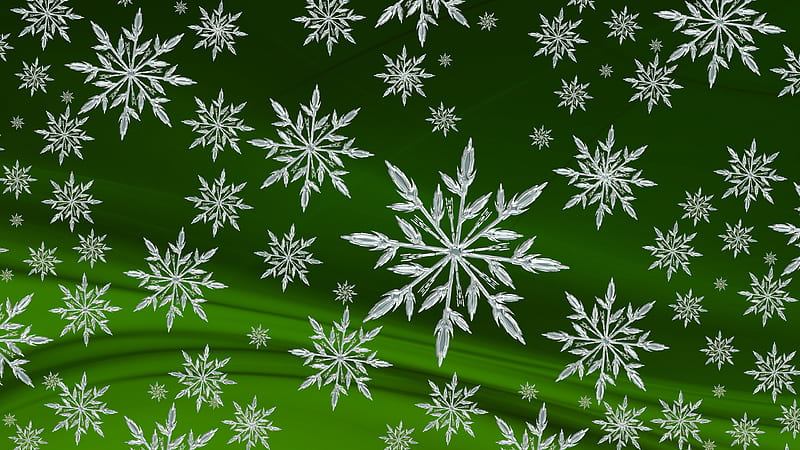 White Snowflake In Green Background Snowflake, HD wallpaper
