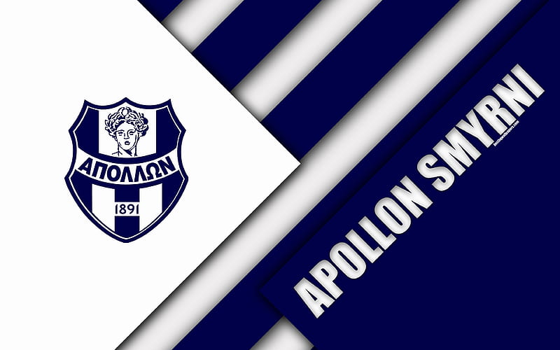 Apollon Smyrni FC, Athens blue white abstraction, logo, material design, Greek football club, Super League, Greece, Superleague Greece, HD wallpaper
