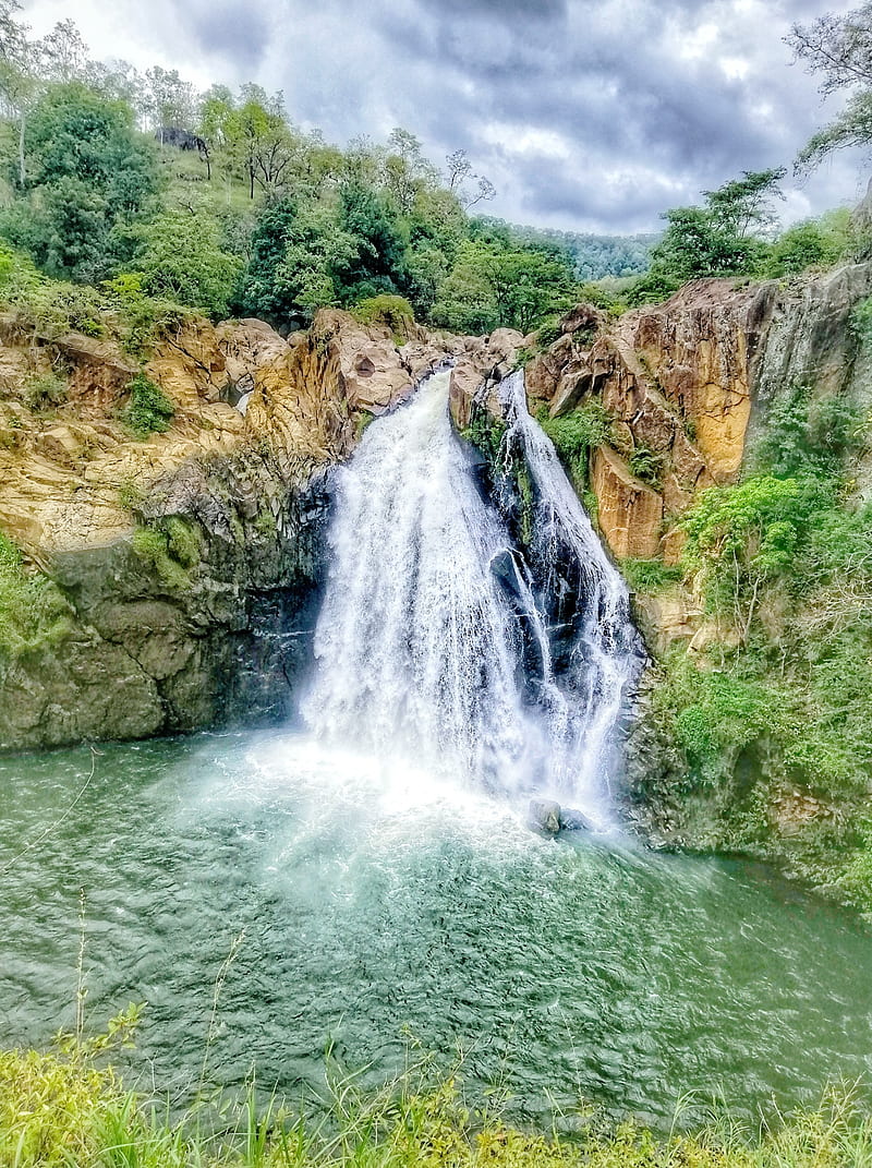 Waterfall, balangoda, beauty, duvili ella, nature, sri lanka, travel, visit sri lanka, HD phone wallpaper