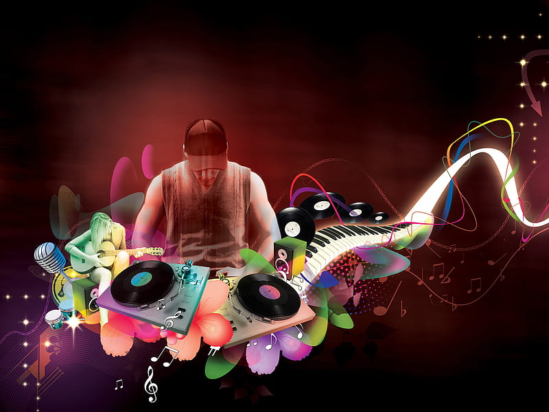 Feel the Music, abstract, music, turntable, dj, HD wallpaper