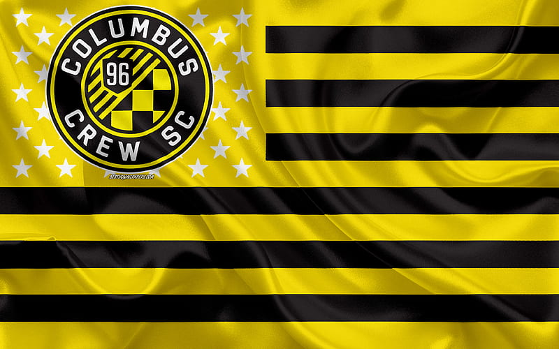 Columbus Crew, American soccer club, American creative flag, yellow black flag, MLS, Columbus, Ohio, USA, logo, emblem, Major League Soccer, silk flag, soccer, football, HD wallpaper