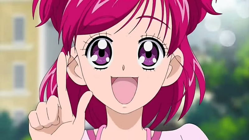 One, pretty, redhead, adorable, yes precure 5, sweet, nice, pretty cure, 1, anime, face, anime girl, long hair, female, lovely, smile, red hair, smiling, happy, cute, kawaii, girl, precure, pink hair, yes precure five, HD wallpaper
