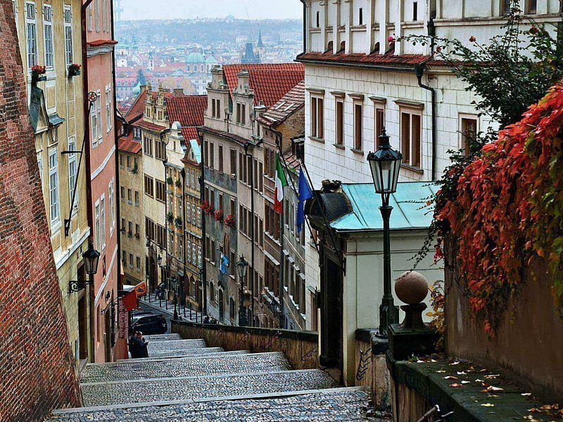 Prague, Czech-Republic, architecture, old town, Czech, Prague, Czech Republic, travel, Stairs, old, HD wallpaper