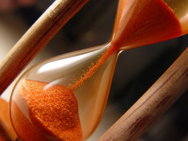 Hourglass, glass, sand, orange, HD wallpaper
