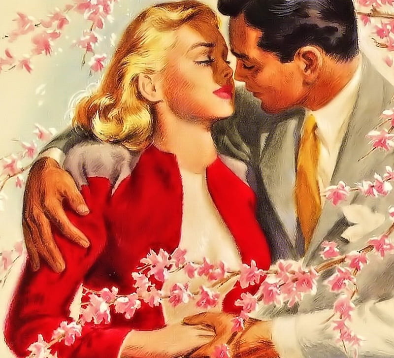 Vintage Romance, Art, Couple, Romance, Vintage, HD wallpaper