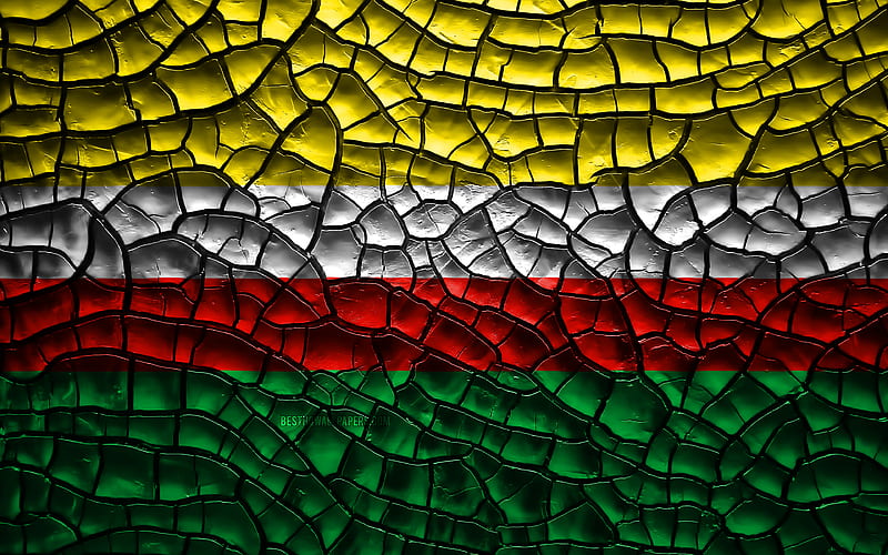 Flag of Lubusz polish voivodeships, cracked soil, Poland, Lubusz flag, 3D art, Lubusz, Voivodeships of Poland, administrative districts, Lubusz 3D flag, Europe, HD wallpaper