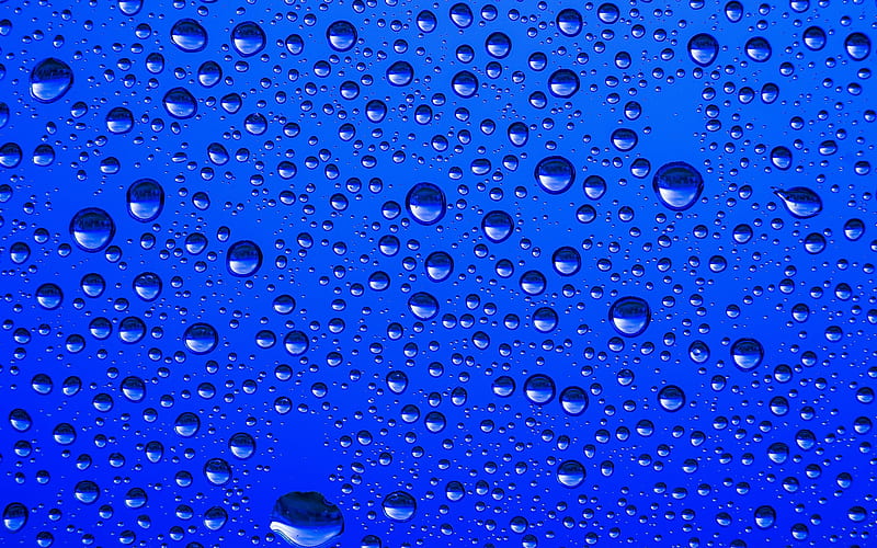 blue background with drops, water background, drops texture, blue water texture, water drops background, HD wallpaper