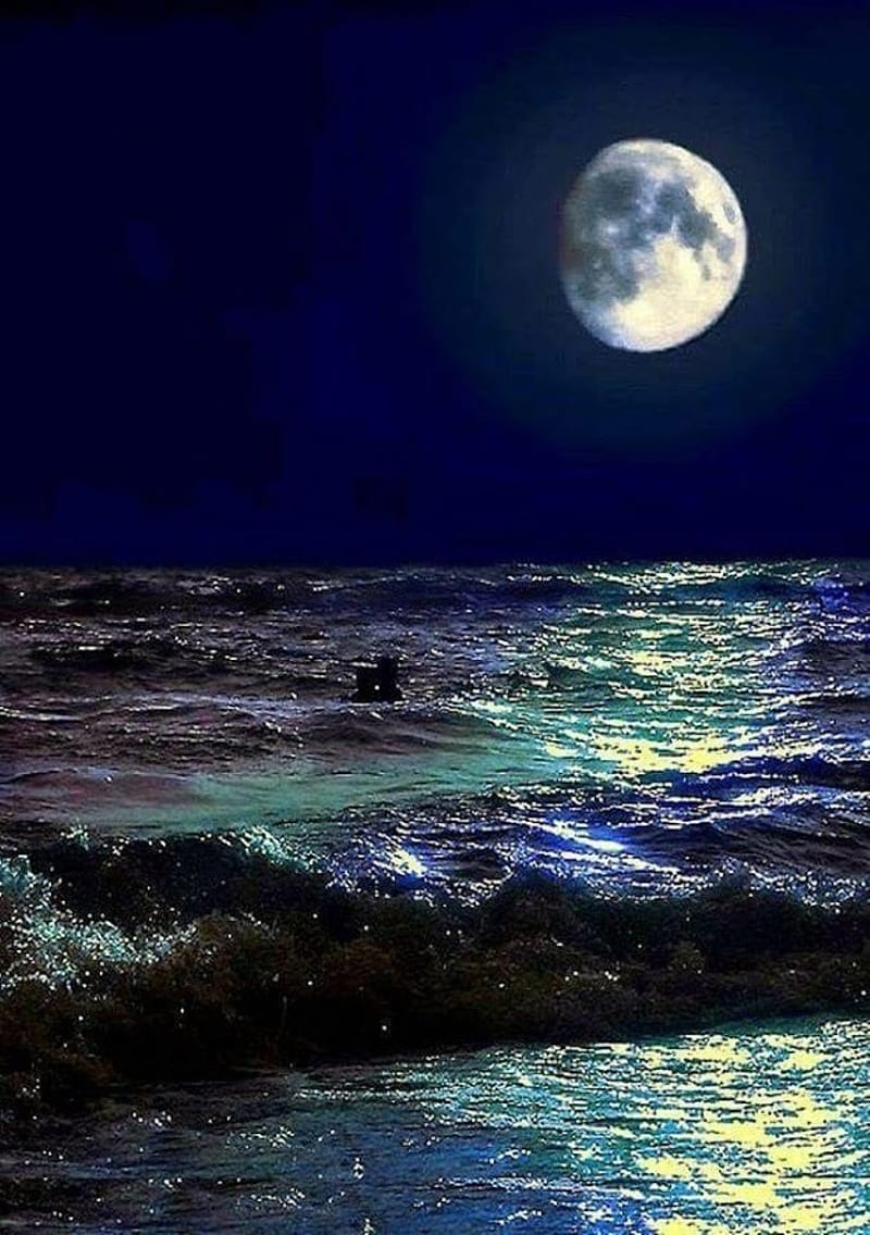 ocean, moon, HD phone wallpaper
