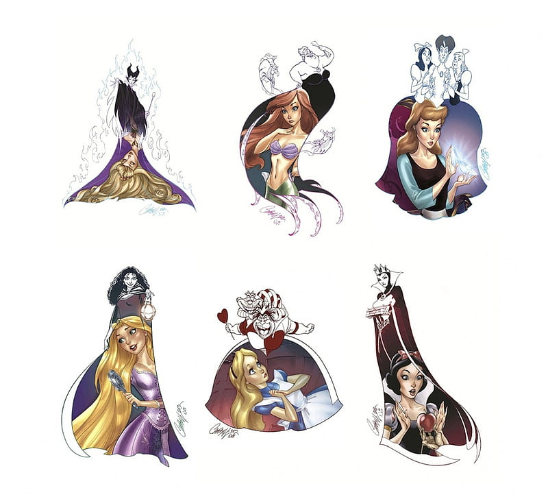 Disney, Rapunzel, Cartoons, Snow White, Aeriel, Cinderella, Hd 