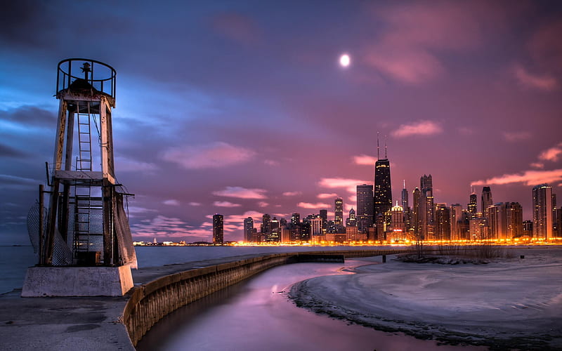 beautiful chicago skyline-Cities, HD wallpaper