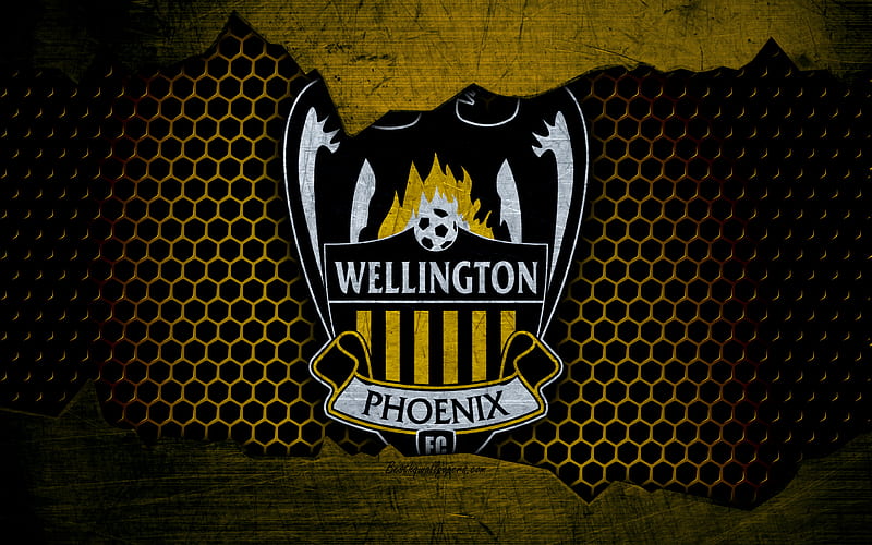 Wellington Phoenix logo, A-League, soccer, football club, Australia, grunge, metal texture, Wellington Phoenix FC, HD wallpaper