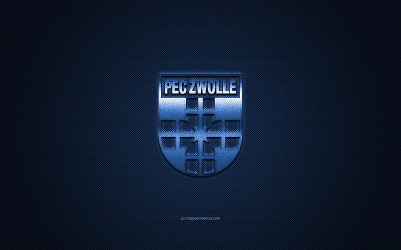 PEC Zwolle, Dutch football club, Eredivisie, blue logo, blue fiber background, football, Zwolle, Netherlands, PEC Zwolle logo, HD wallpaper