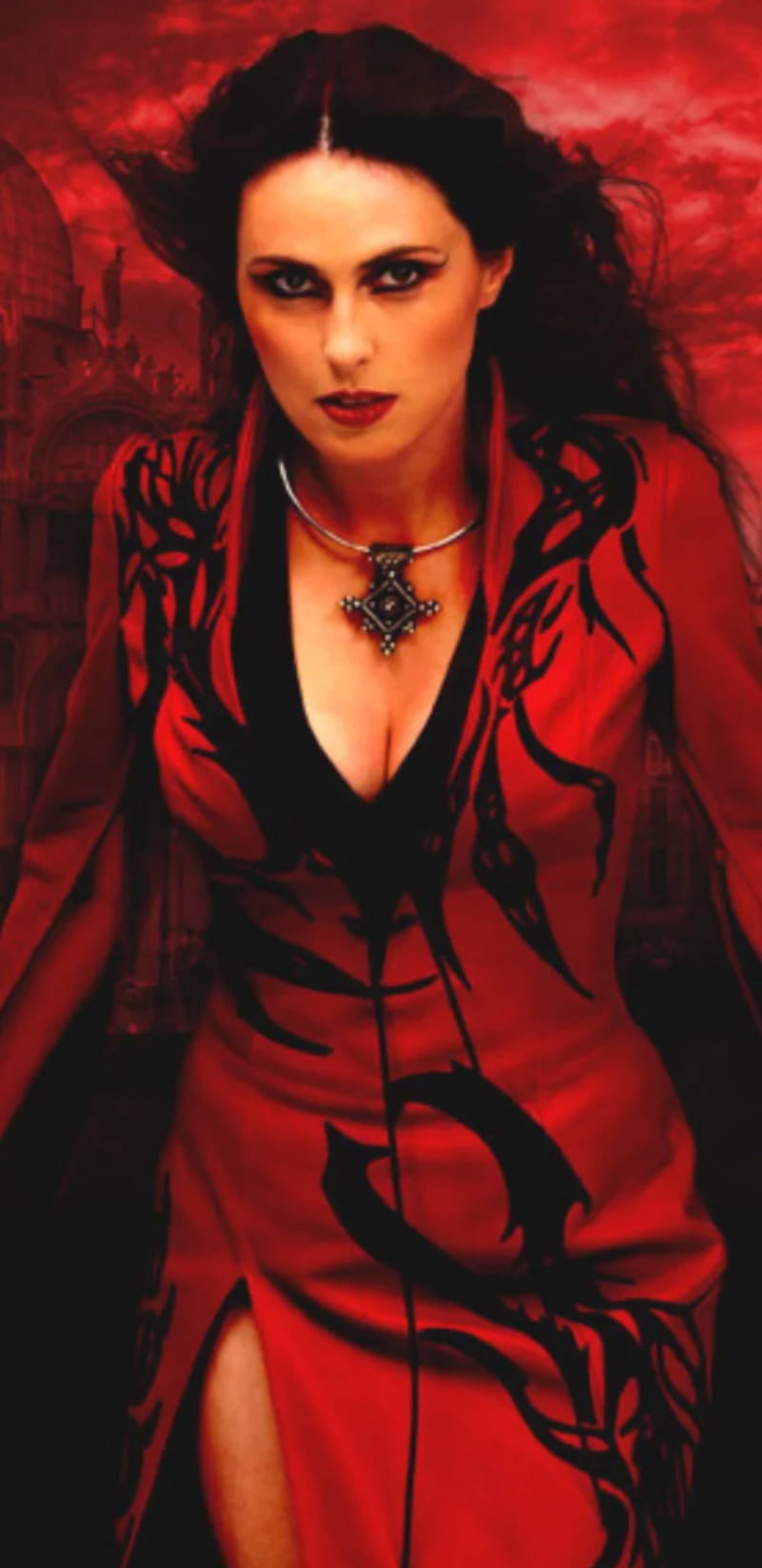 Sharon den Adel , red, within temptation, HD phone wallpaper