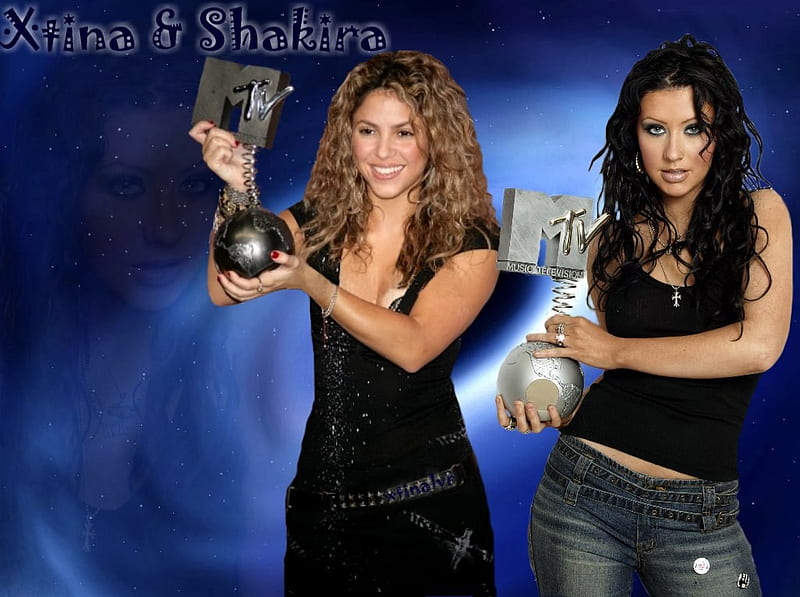 Xtina w Shakira, singers, bonito, HD wallpaper