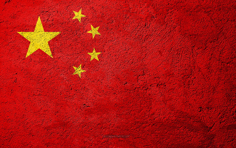 Flag of China, concrete texture, stone background, China flag, Asia, China, flags on stone, HD wallpaper