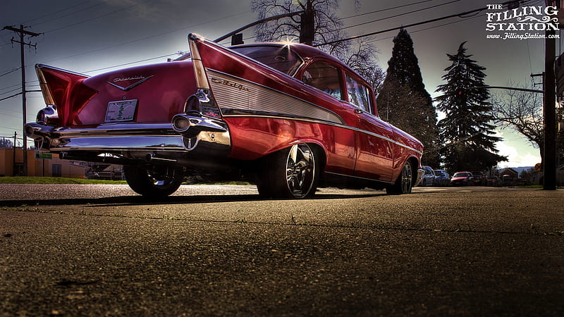 1957 Chevrolet Bel Air, Old-Timer, Red, Car, Chevrolet, Bel Air, HD