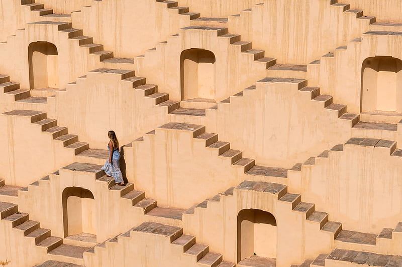 Panna Meena ka Kund Stepwell, Jaipur, India, architecture, india, stepwell, ancient, HD wallpaper