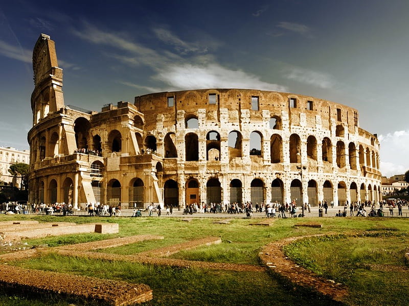 The amphitheater Rome, architecture, buildings, place, amphitheater, rome, scenery, old, HD wallpaper